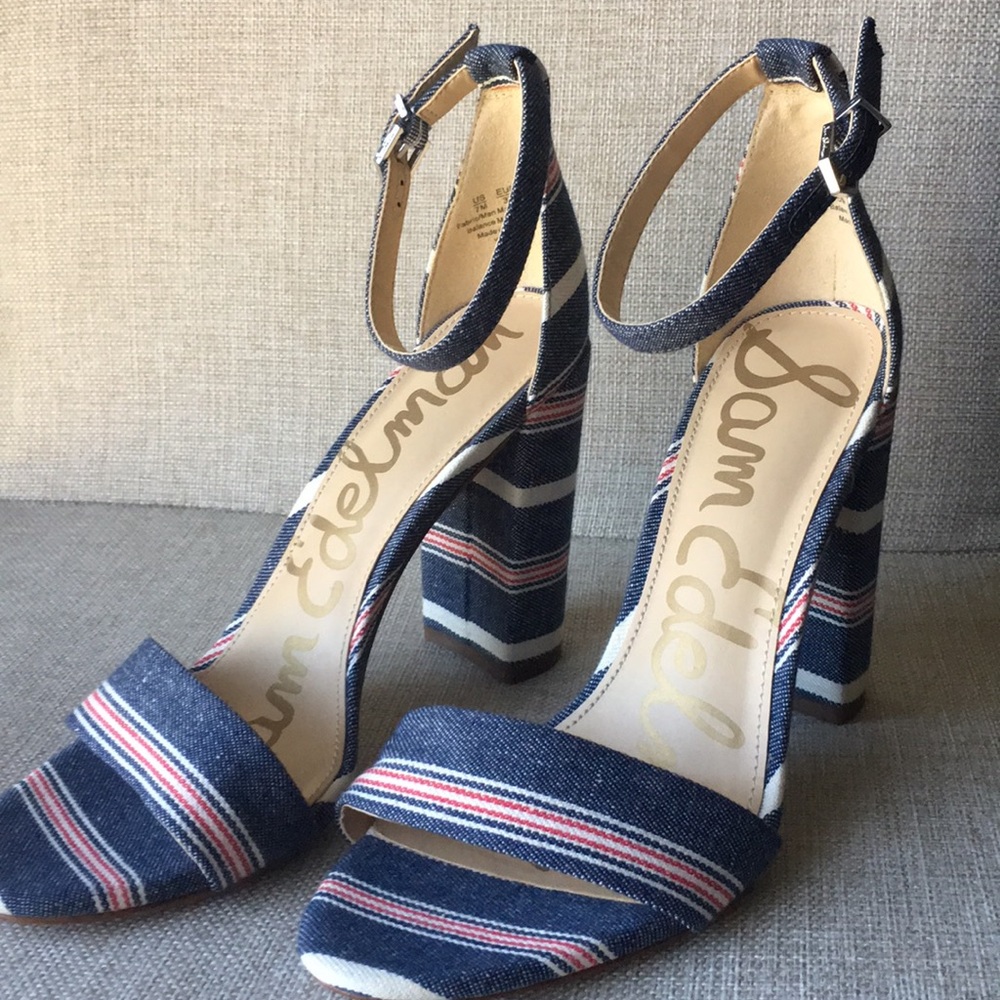 Sam Edelman Blue Striped Heels